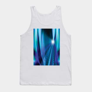 blue turquoise tunnel of rails and light rays merging Tank Top